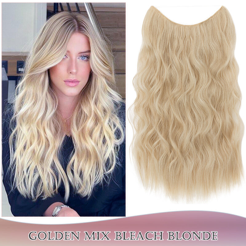 Invisible Wire Clip-In Hair Extensions with Clips & Replacement Wires - Natural & Wavy, 20/24 Inch