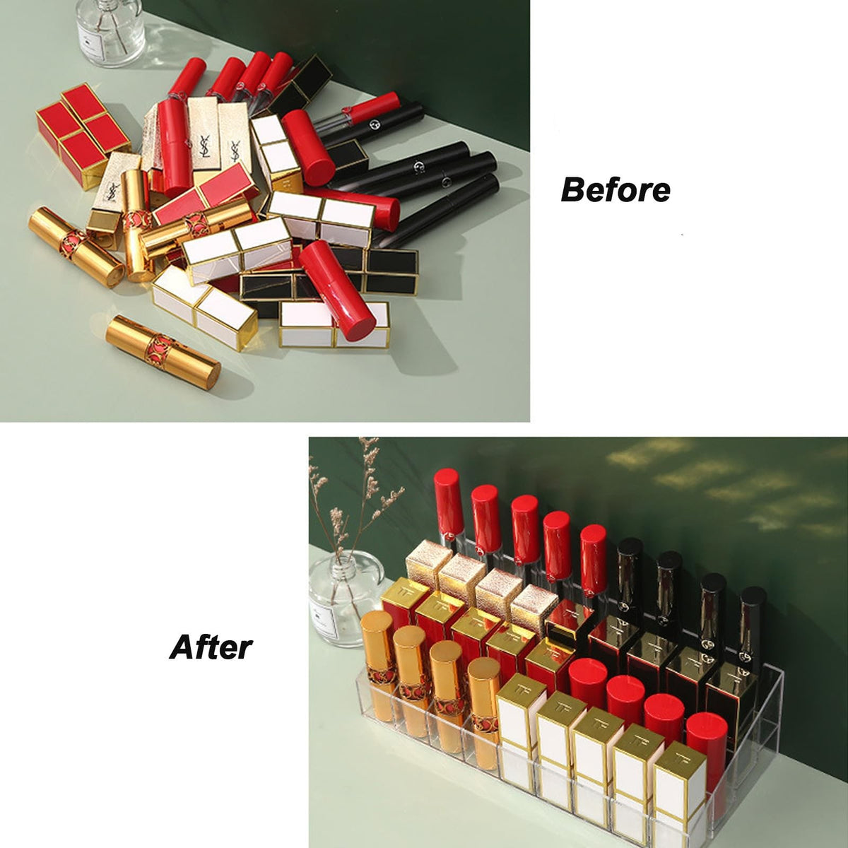 Clear Plastic Lipstick & Makeup Organizer with 24 Slots for Lip Gloss Perfume