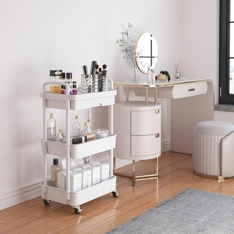 Multifunctional Rolling Storage Cart with Drawers and Casters - 3 or 4 Tiers