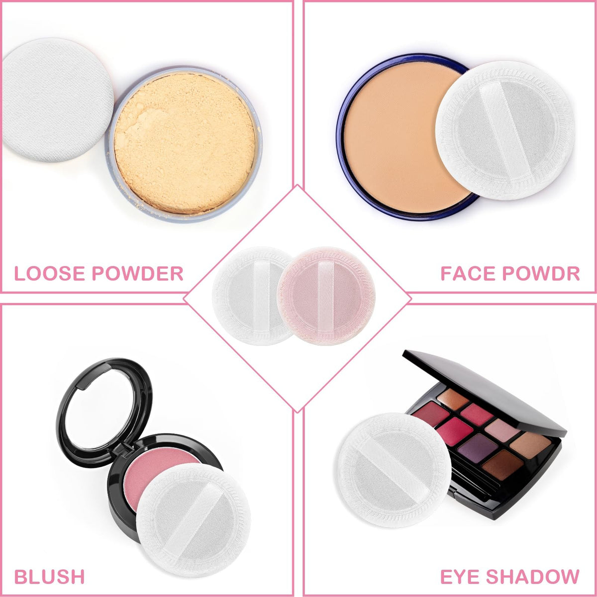 12 Pcs Makeup Powder Puffs Set - Soft Velour Face Sponges for Loose Powder