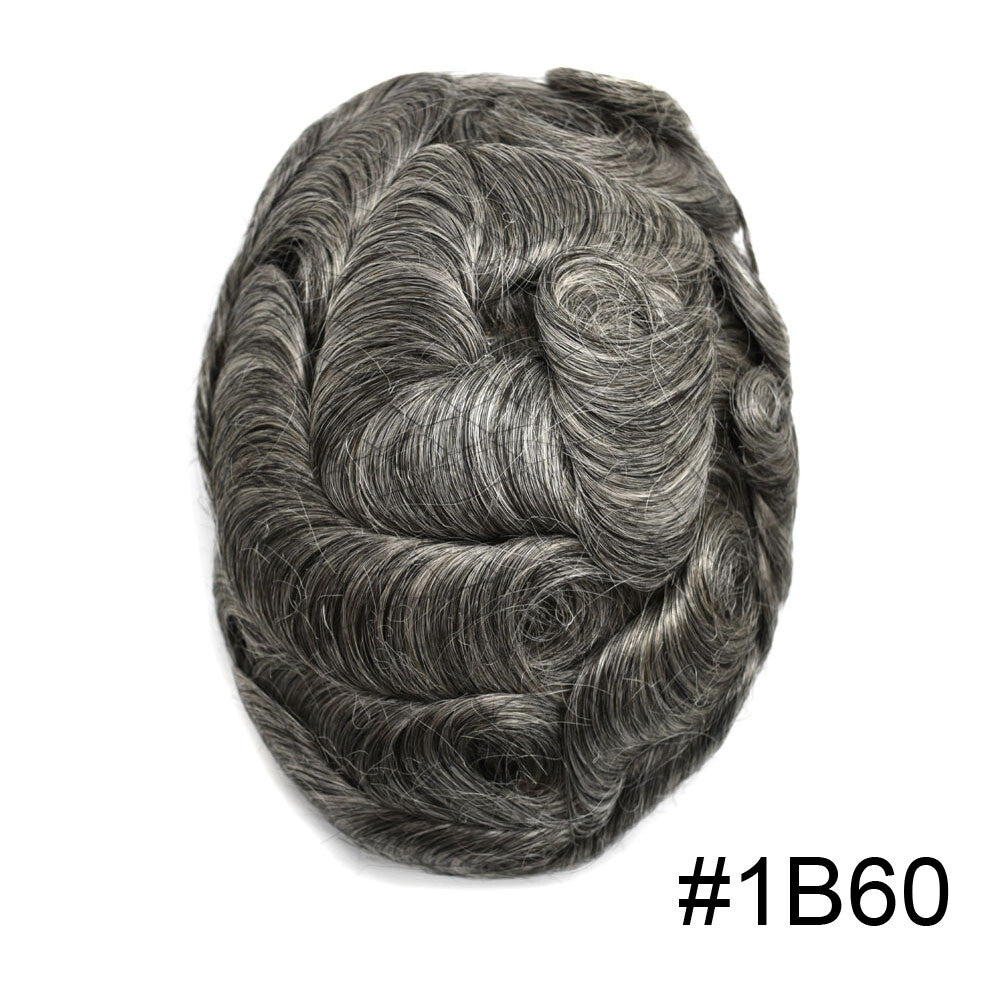 Full Poly Thin Skin Human Hair Toupee for Men - Durable, Invisible, Customizable