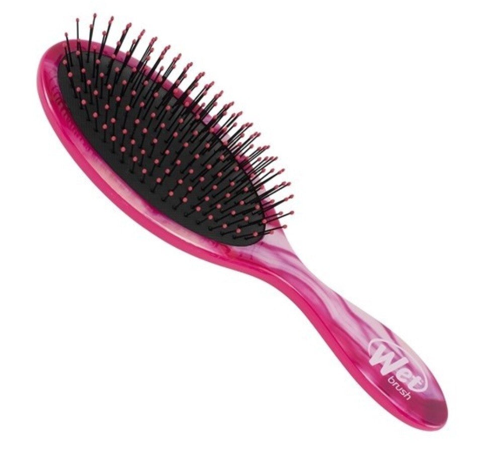 Wet Brush Detangler - Pink Agate Gemstone Hairbrush - Oval Shape