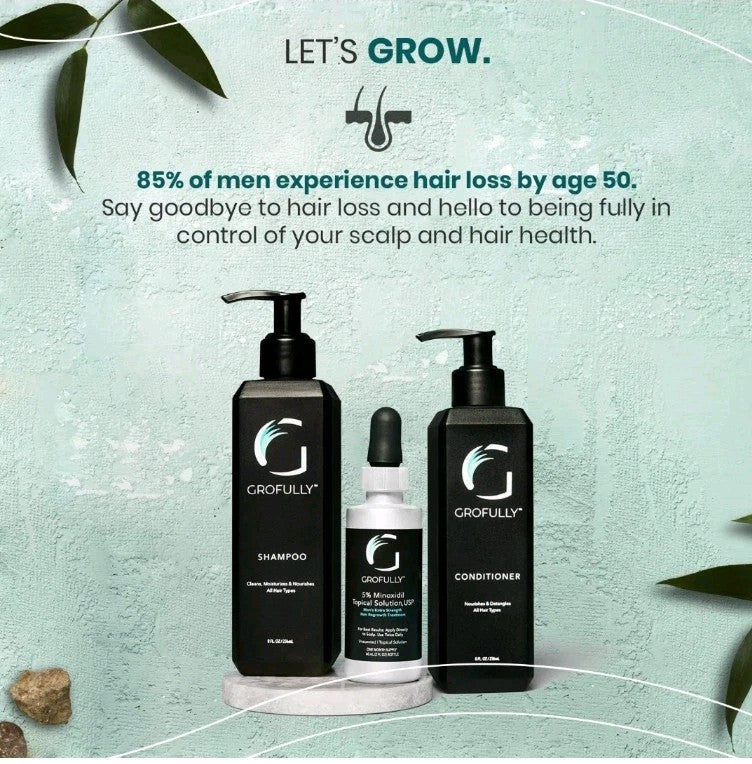 Women's Hair Regrowth Kit - Gold, 3 Step System Shampoo, Conditioner