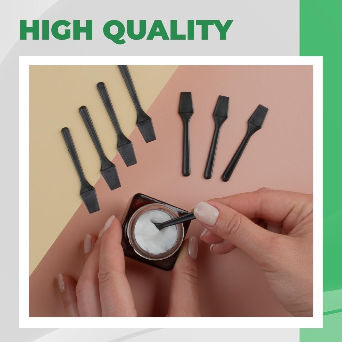 Small Plastic Cosmetic Spatulas - 2.5 Inch Disposable Makeup Tools, Black, 100 Pack