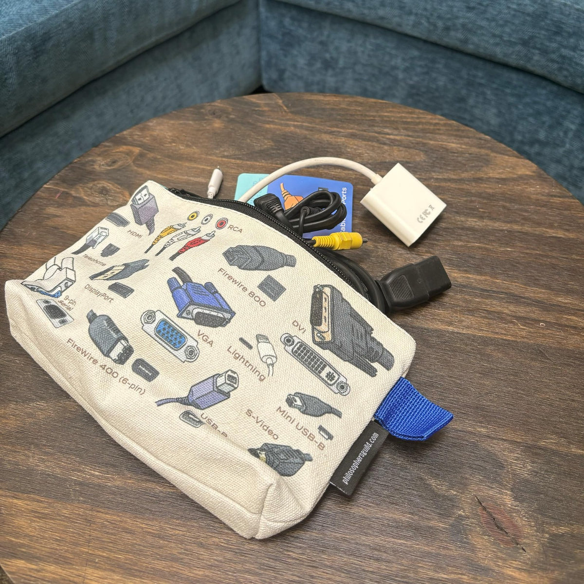 Cable Management Pouch - 9 Inch Canvas Zipper Bag for Electronics Accessories