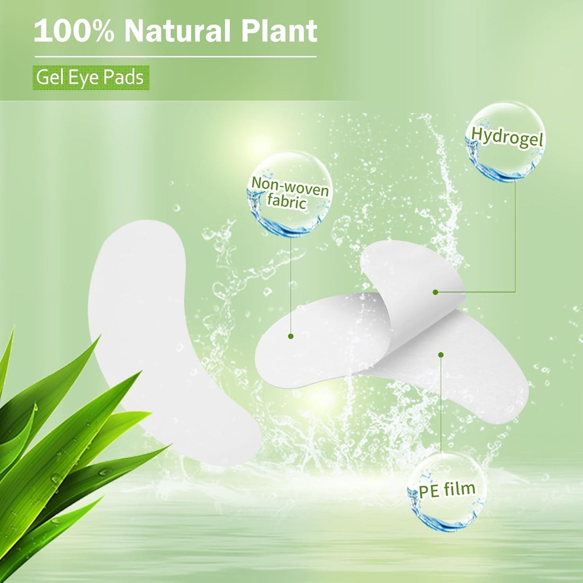 Eyelash Extension Gel Patches - 100 Pairs Under Eye Hydrogel Pads, Lint-Free