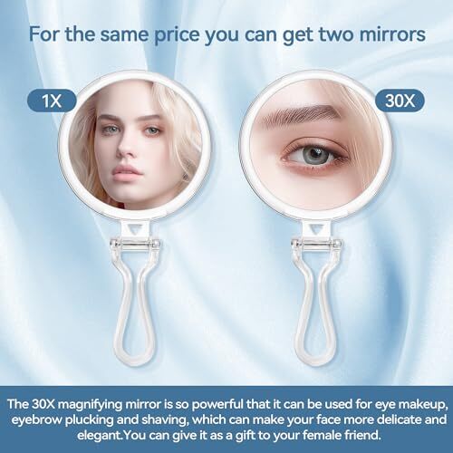 Travel Magnifying Mirror with Handle - Assorted Sizes 20X, 25X, 30X