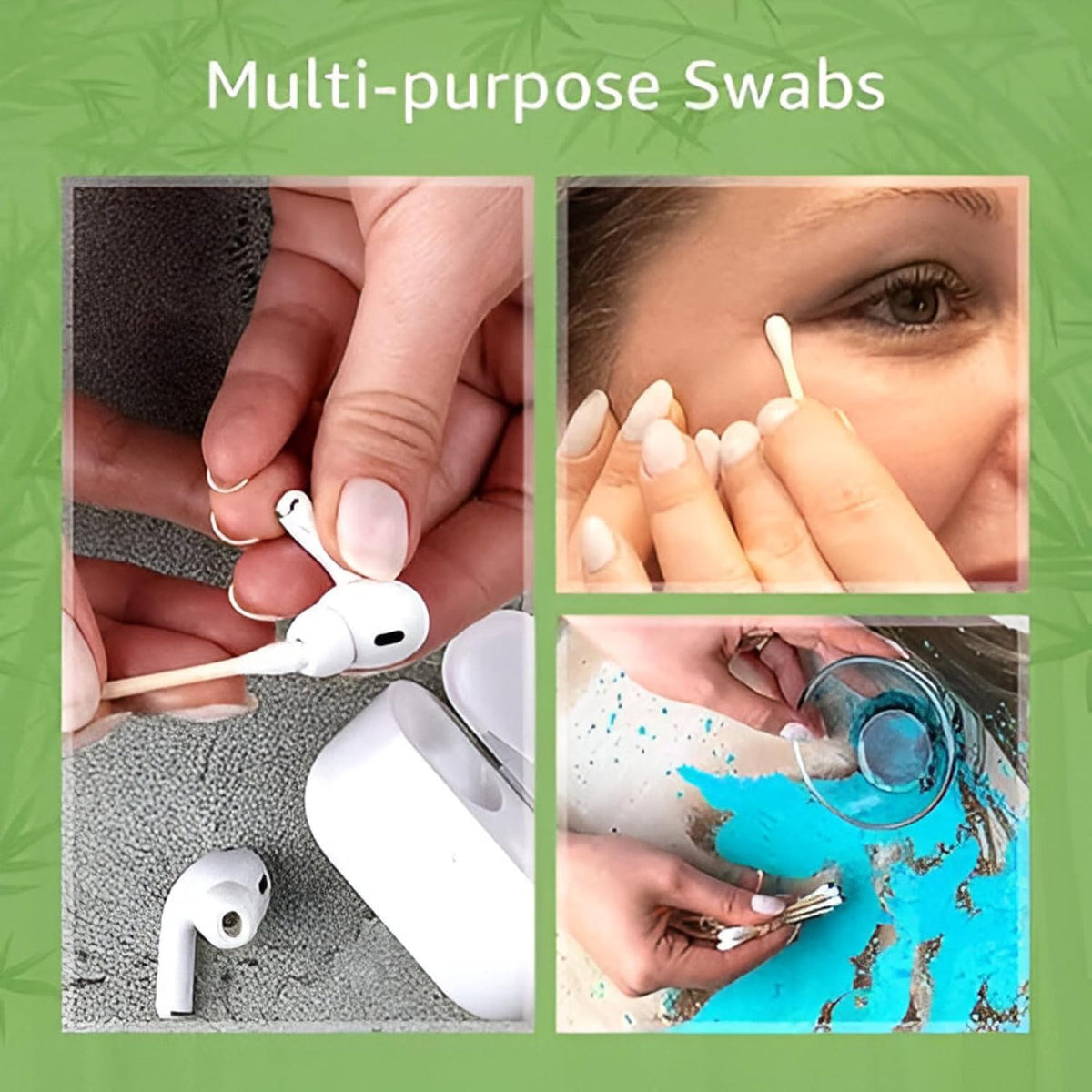 Eco-Friendly Bamboo Cotton Swabs 500 Count for Makeup Nails Cleaning