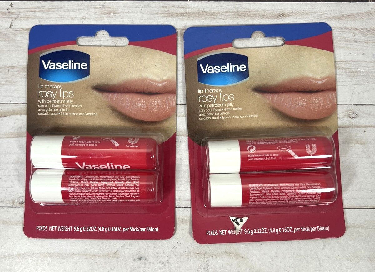 Vaseline Rosy Lips Lip Therapy Sticks Twin Pack - Tinted Lip Balm with Petroleum Jelly