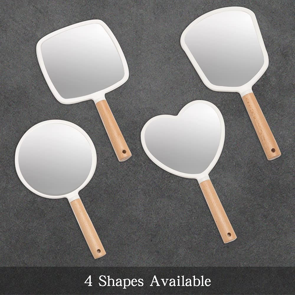 Small Wooden Handheld Mirror for Makeup - Cute Compact Cosmetic Tool