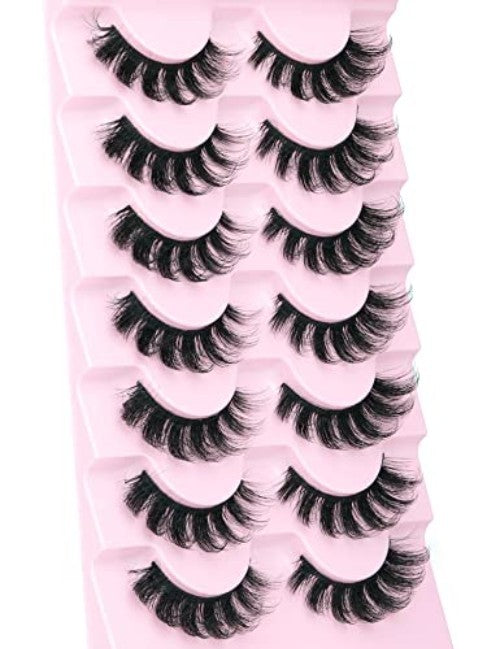 False Eyelashes D Curl Wispy 7 Pairs Natural Look Mink Lashes