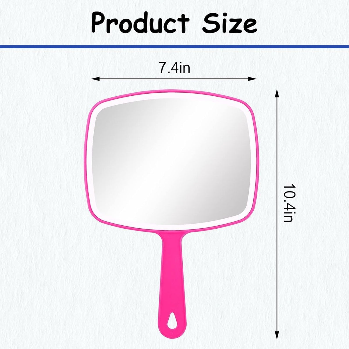 Handheld Vanity Mirror with Hanging Hole - 7.4 in W x 10.4 in L, Pink