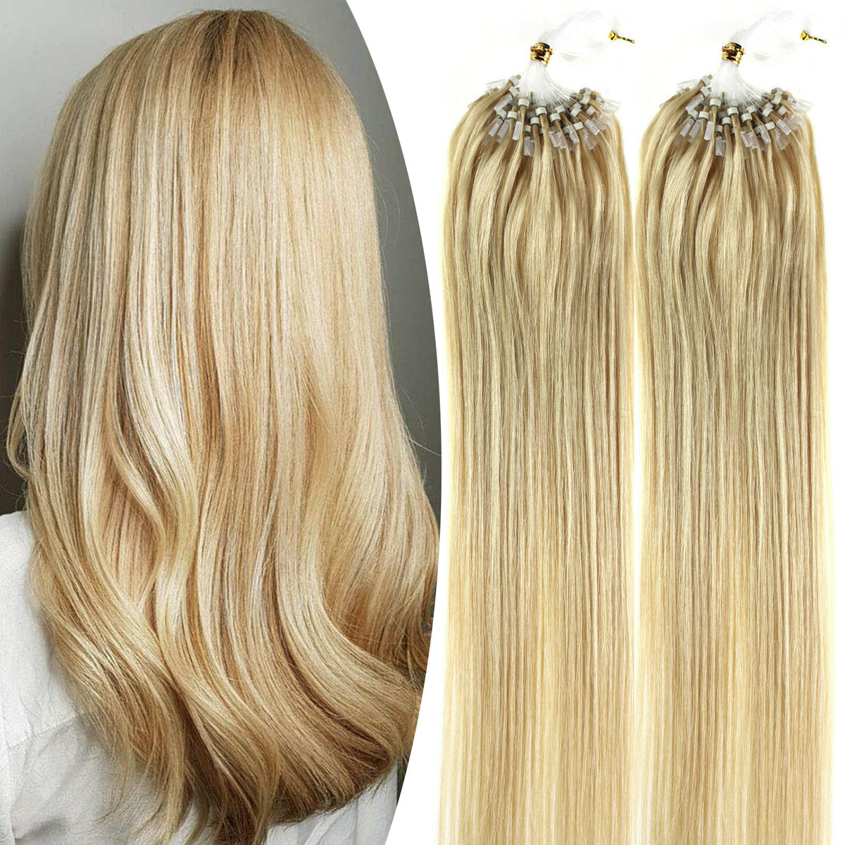 Micro Loop Hair Extensions - Real Human Hair Beads & Link Remy Russian Hair