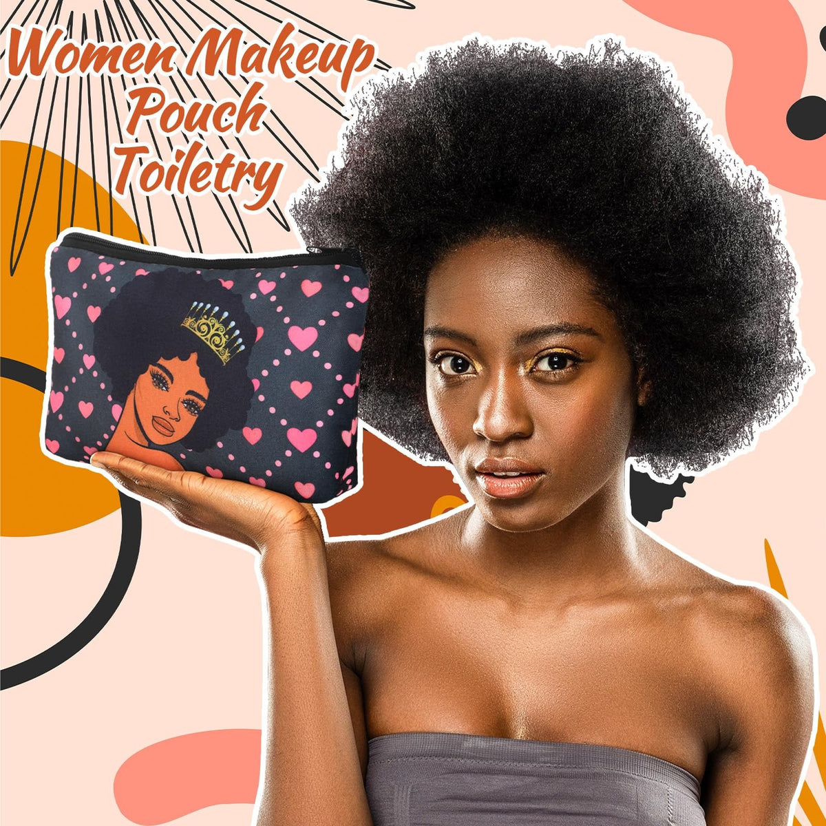 12-Piece Black Women Makeup Bag Set with Leopard Print – Travel & Cosmetic Pouches
