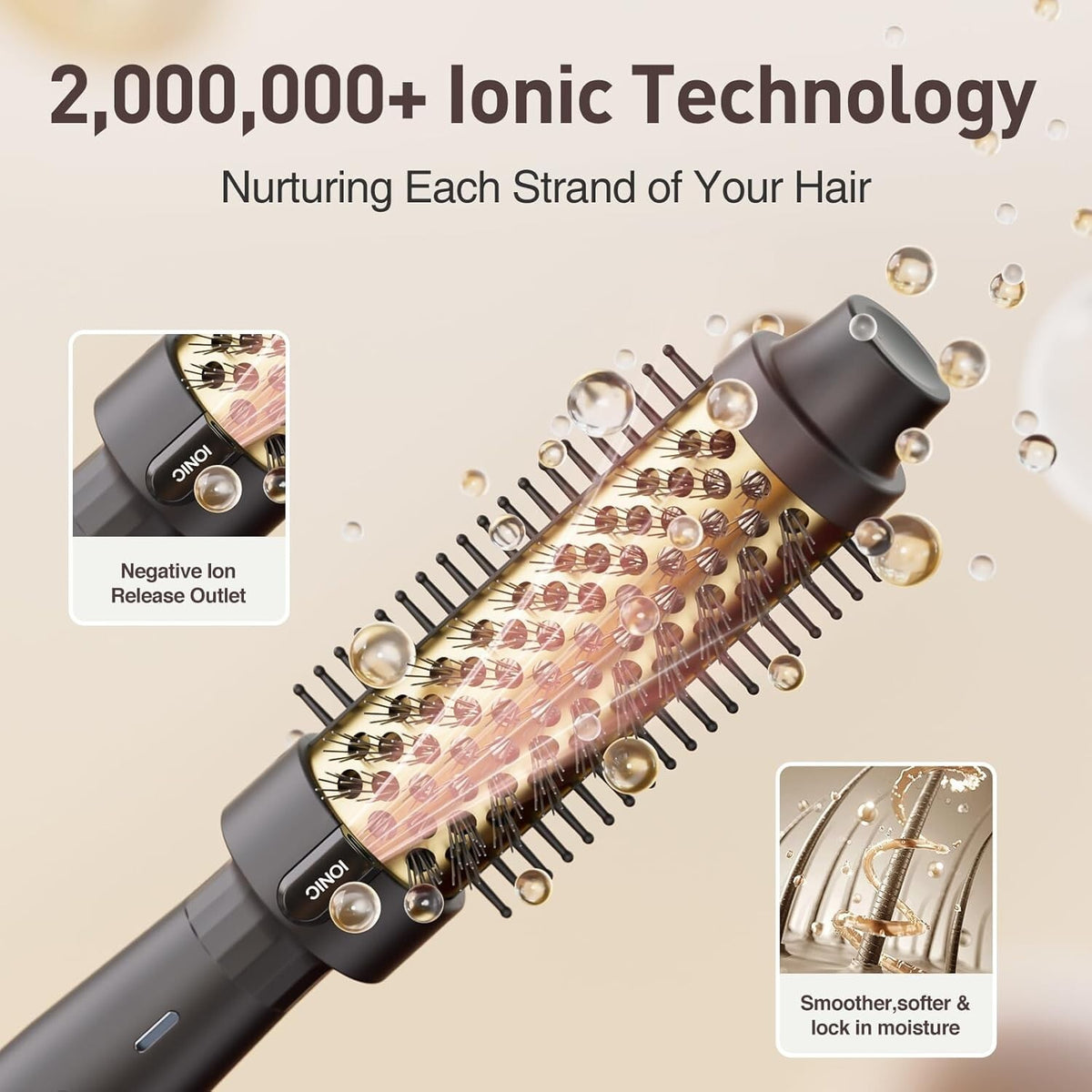 Thermal Round Hair Curling Brush 1.5 Inch with 2 Heat Settings - Black & Gold
