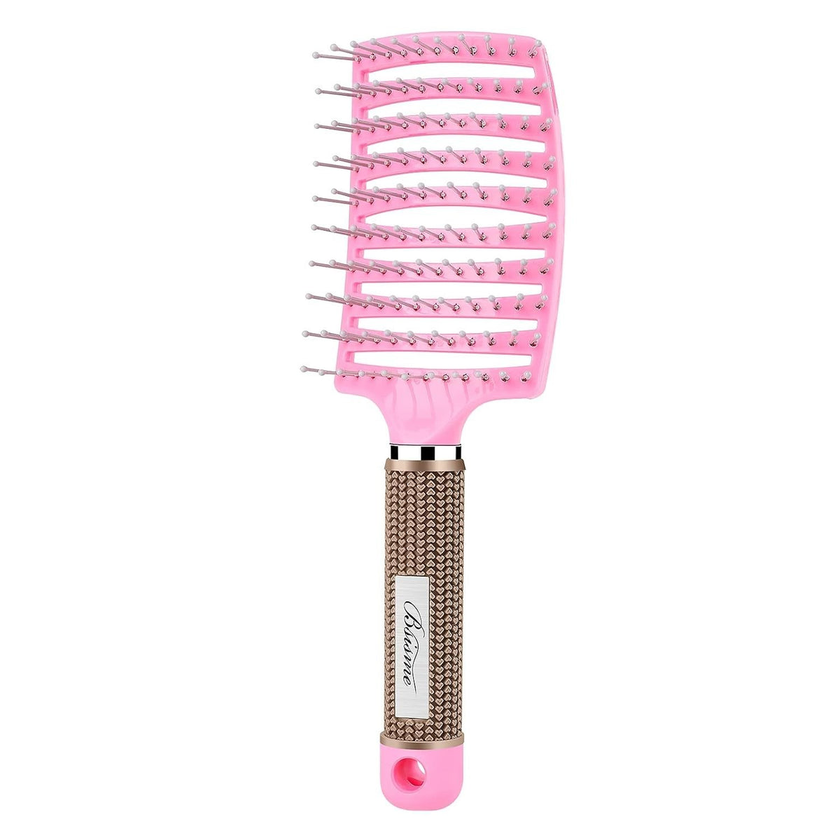 Pink Curved Vented Hair Brush for Faster Blow Drying and Styling