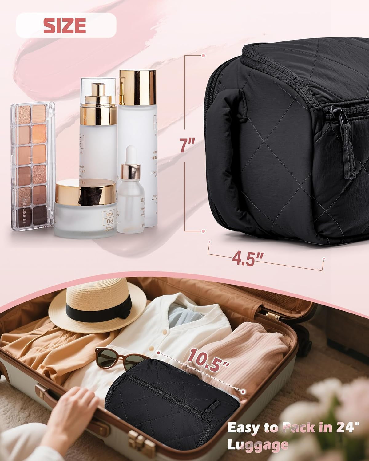 Water-Resistant Travel Toiletry Bag for Women with Wide-Open Design