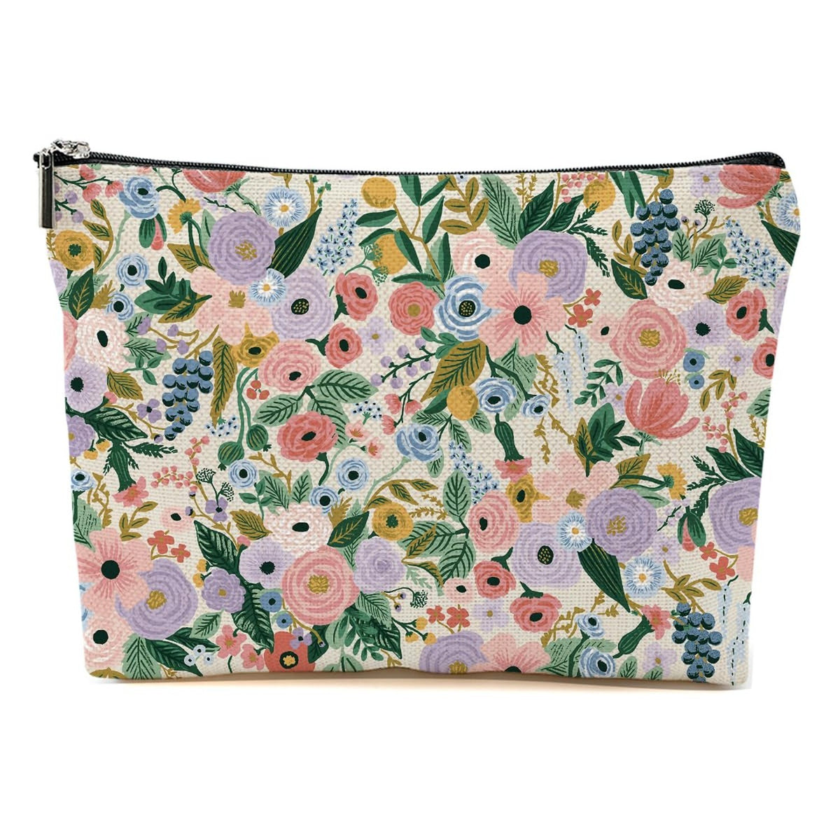 Retro Garden Rose Floral Makeup Bag - Cosmetic Travel Organizer for Women & Girls