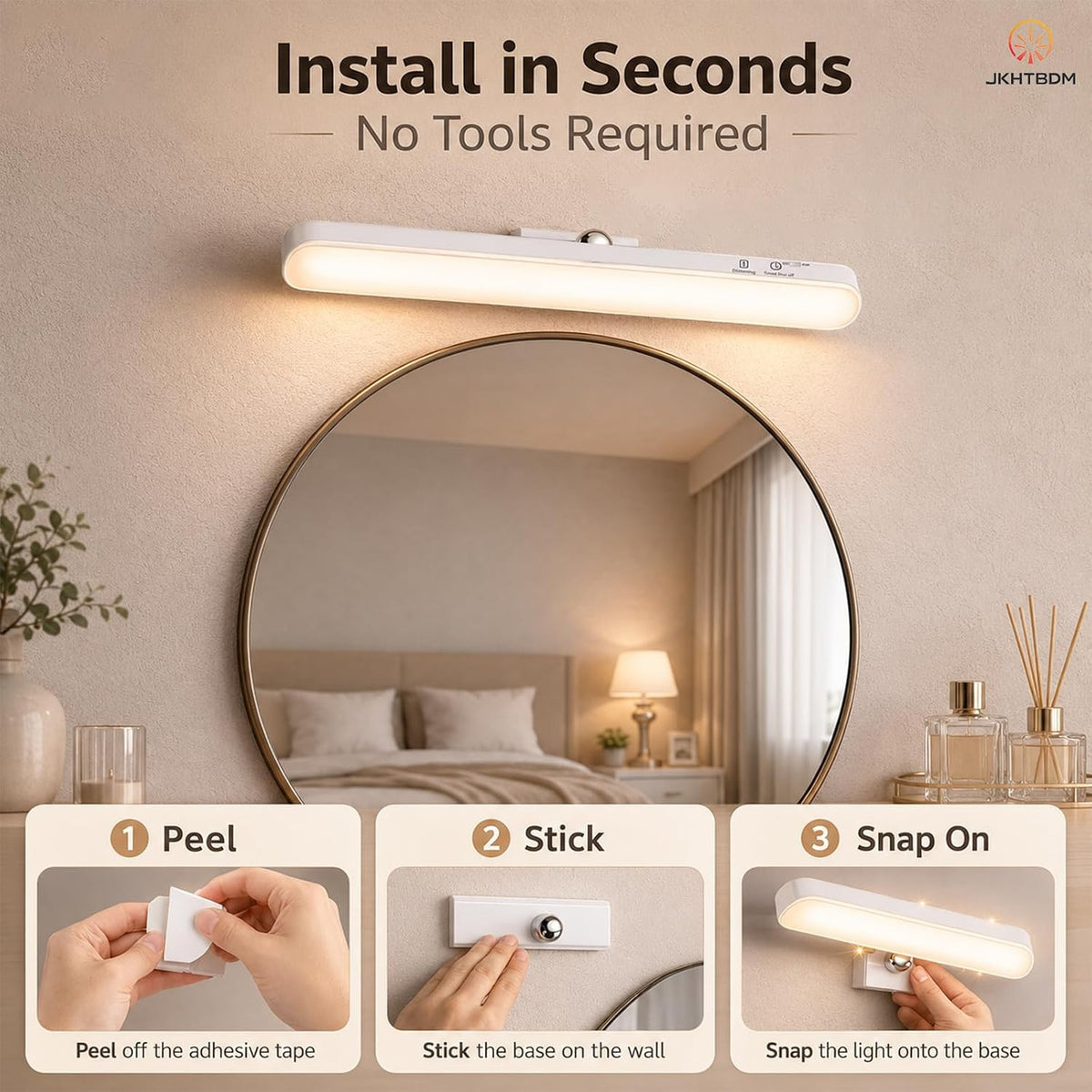 Rechargeable LED Light Bar for Vanity Mirror - Wireless Dimmable Makeup Lighting