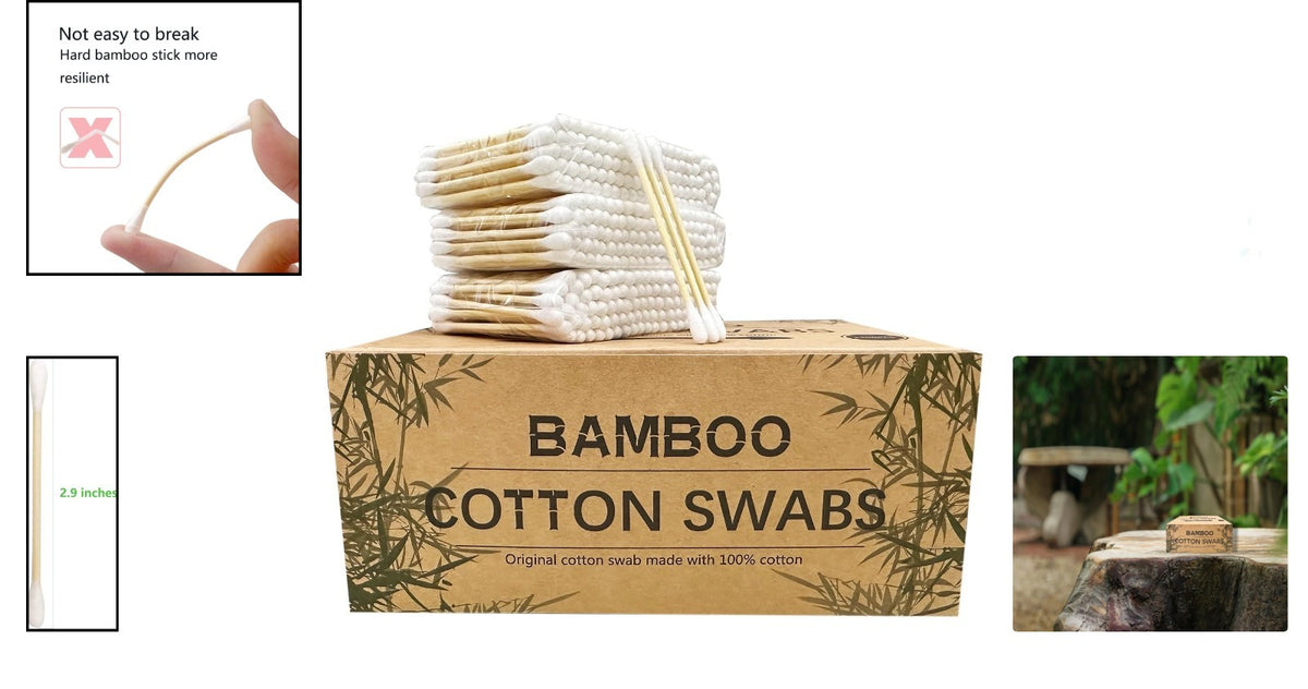1200-Piece Eco-Friendly Bamboo Cotton Swabs - Durable & Hygienically Sealed