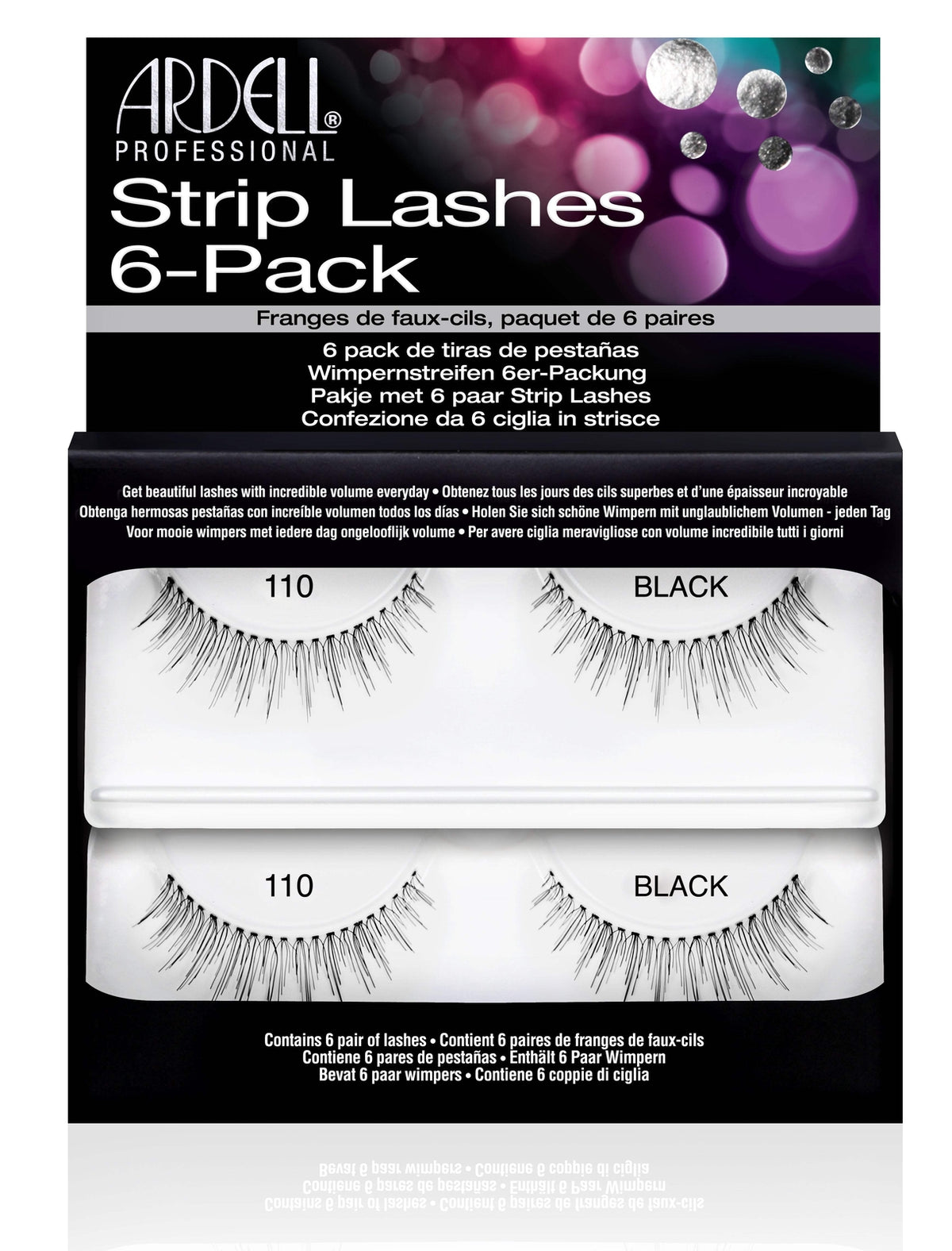 Ardell Natural #110 False Eyelash Strips 6-Pack Black - Eye Makeup Lashes