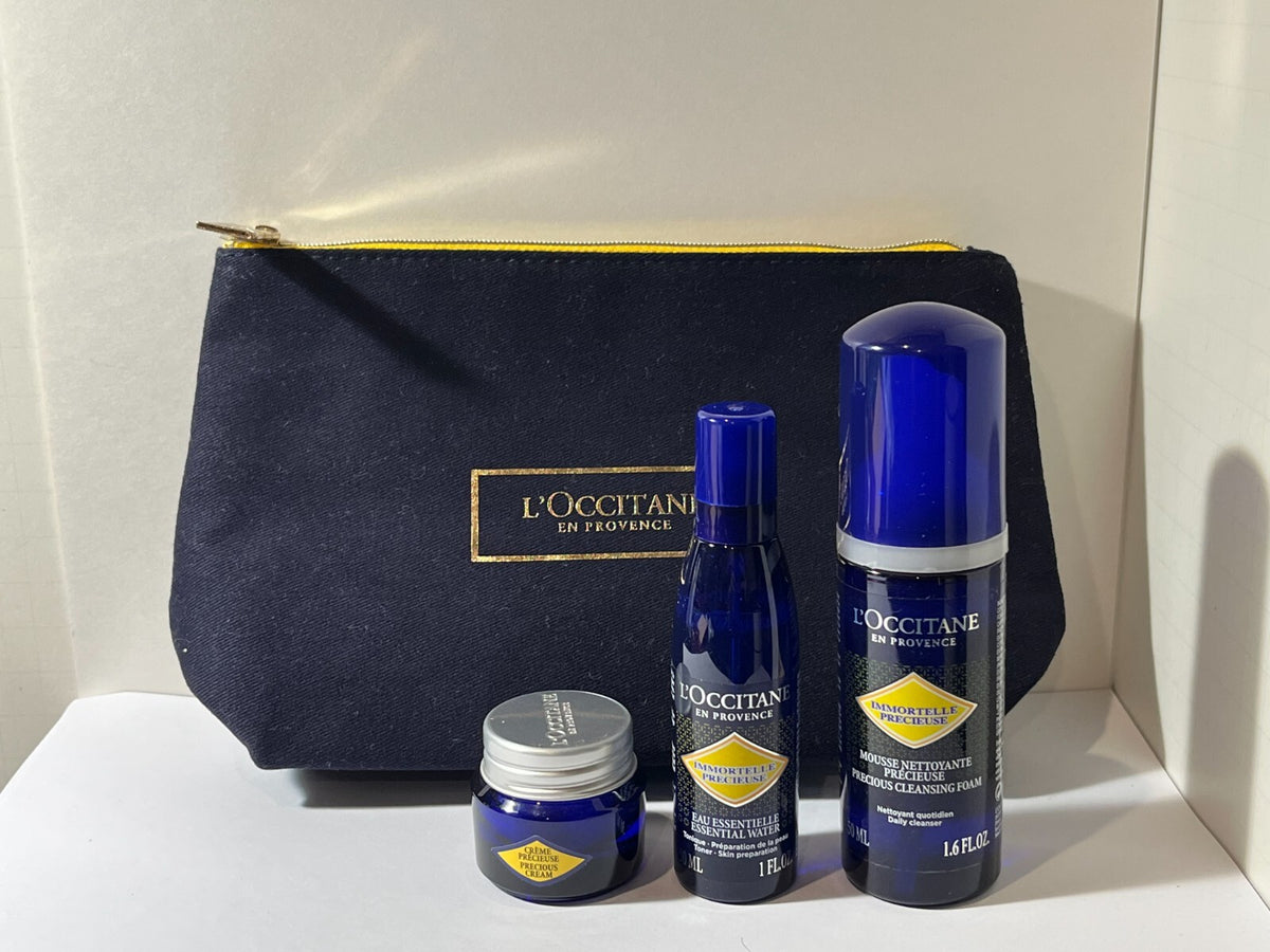 L'Occitane Travel Skincare Set - 4 Pieces with Cosmetic Bag