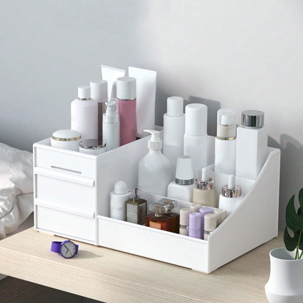 Makeup Desk Organizer with Drawers for Cosmetics Jewelry and Files