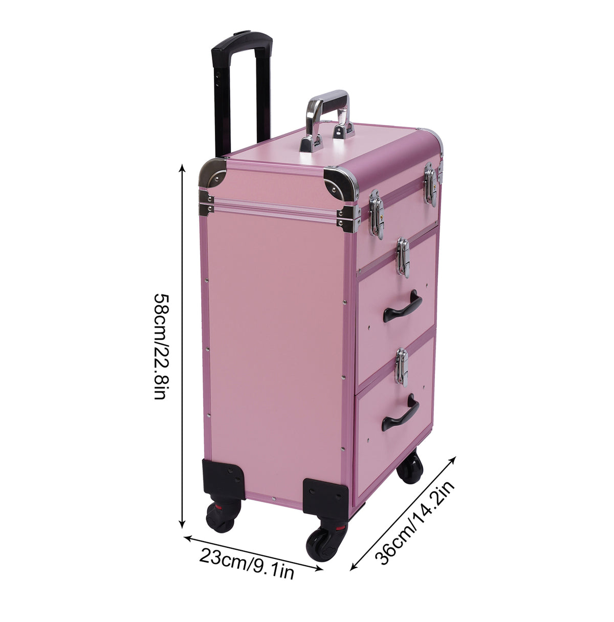 Professional Rolling Makeup Train Case with Multi-Layer Storage and Durable Aluminum Frame