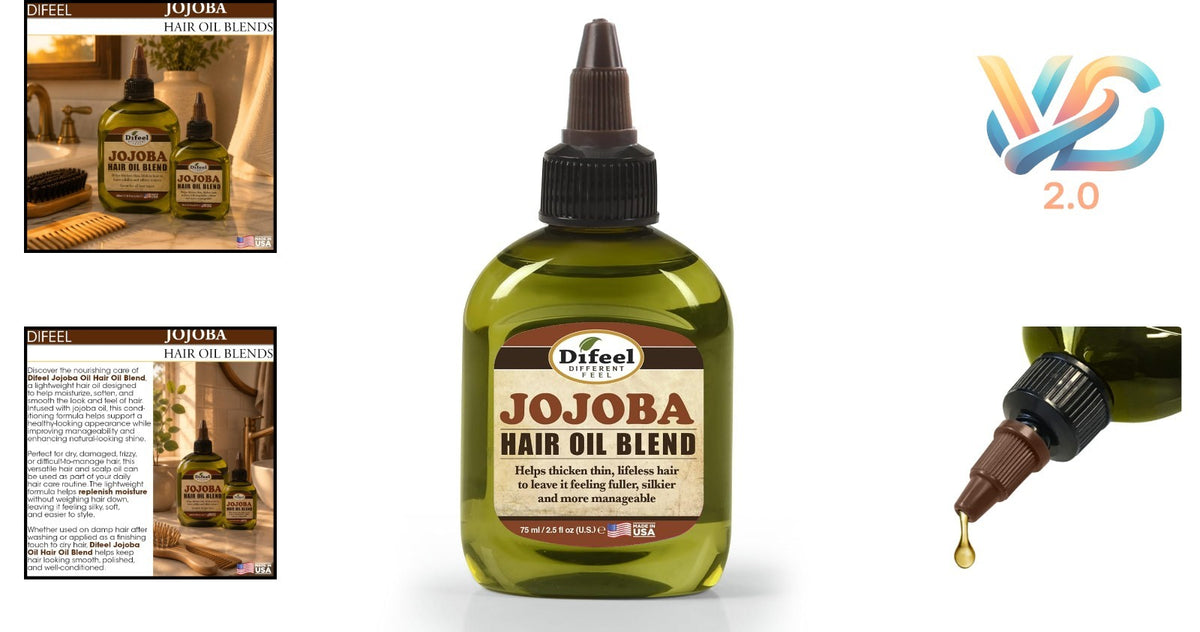 Jojoba Hair Oil Travel Size 2.5 oz Moisturizing & Restorative Hair Treatment