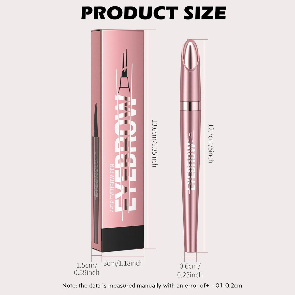 Microblading Eyebrow Pen Set - Waterproof 4-Fork Tip for Natural 3D Brows - Light Brown