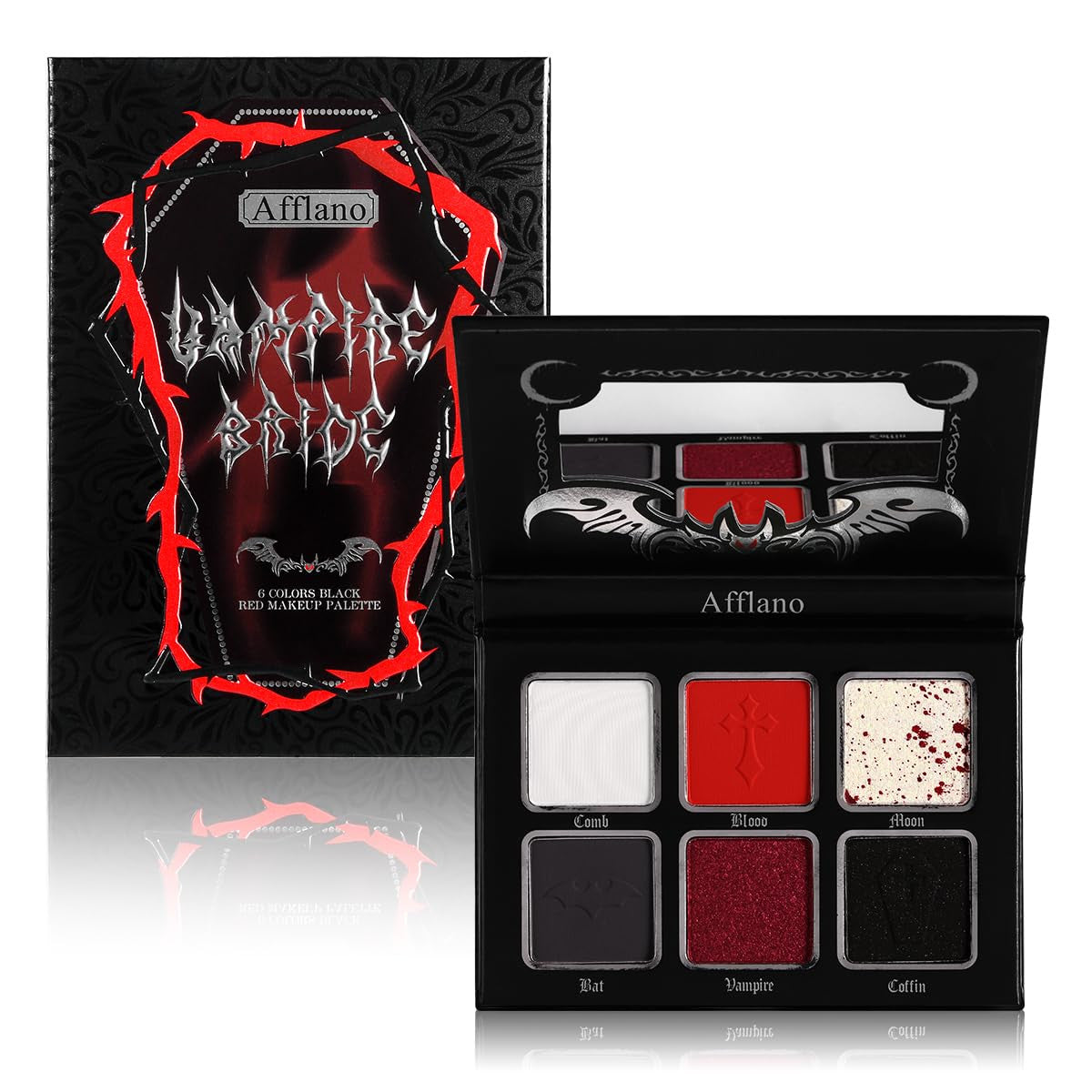 Goth Eyeshadow Palette Vampire Blood Red & Black Smoky Makeup