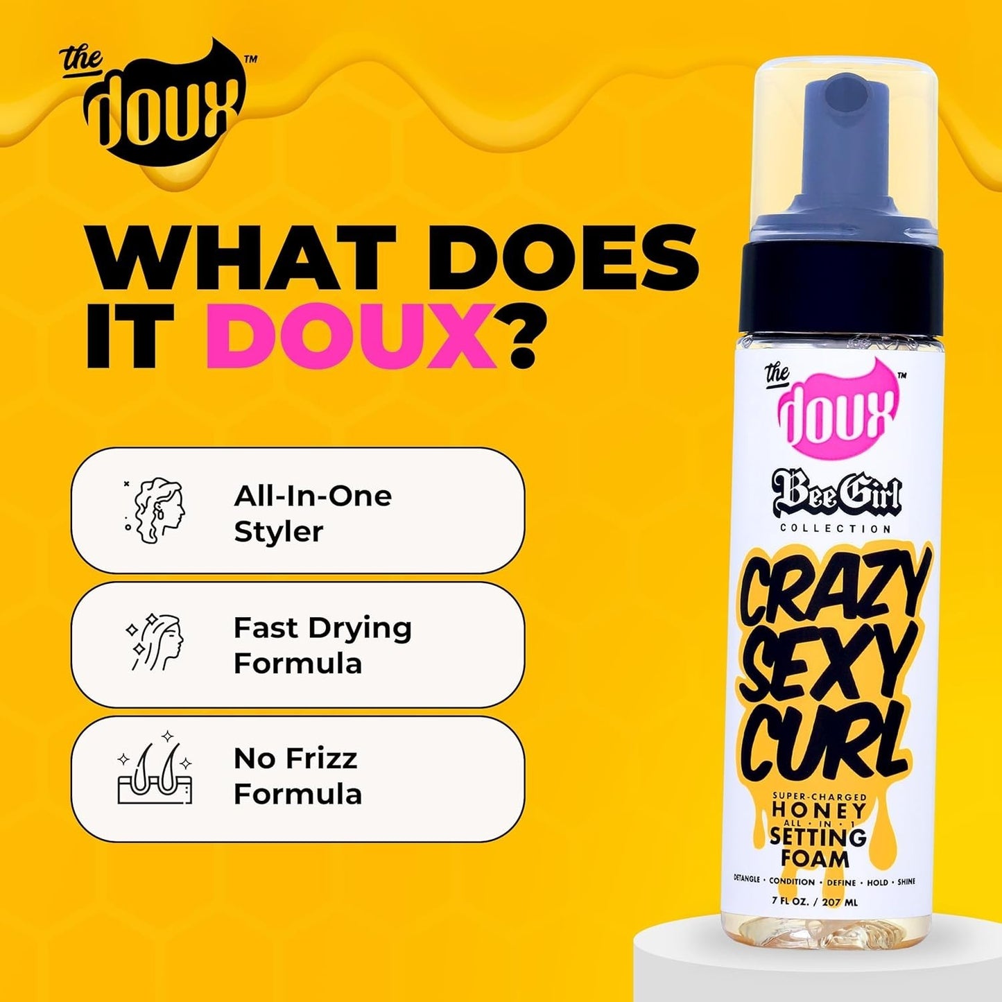 Curl Styling Foam for Definition & Shine - Hydrating & Lightweight Hold 7oz