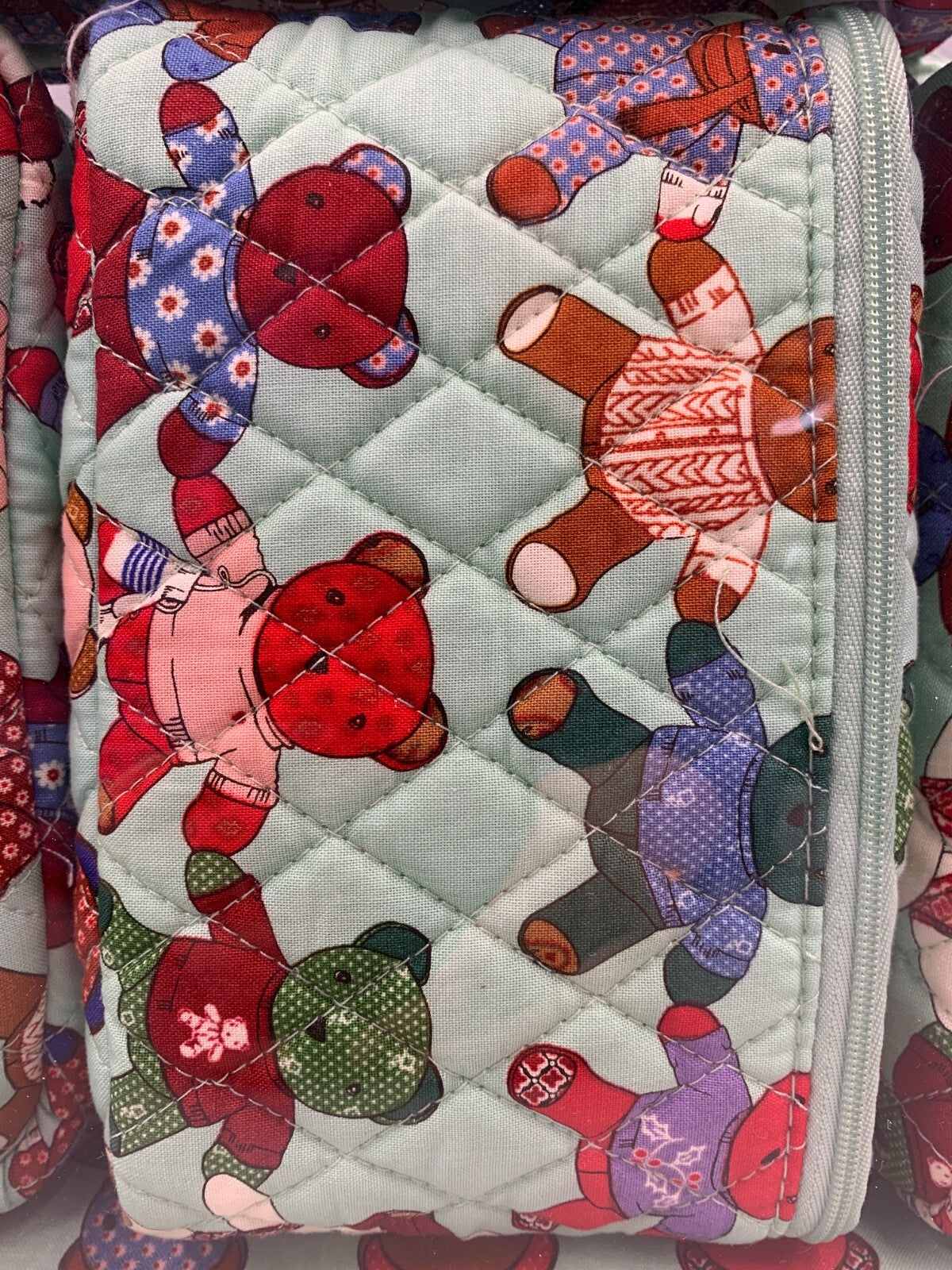Vera Bradley Toasty Teddies 4-Piece Cosmetic Makeup Bag Set - Green