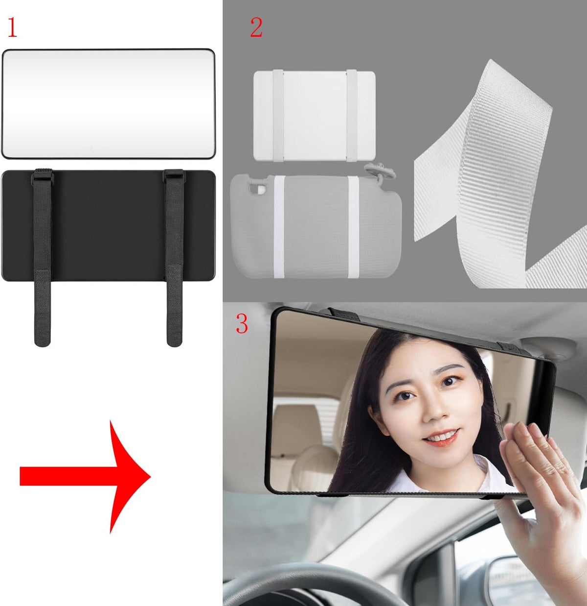 Car Sun Visor Makeup Mirror Large Vanity Mirror for Car, SUV, Truck