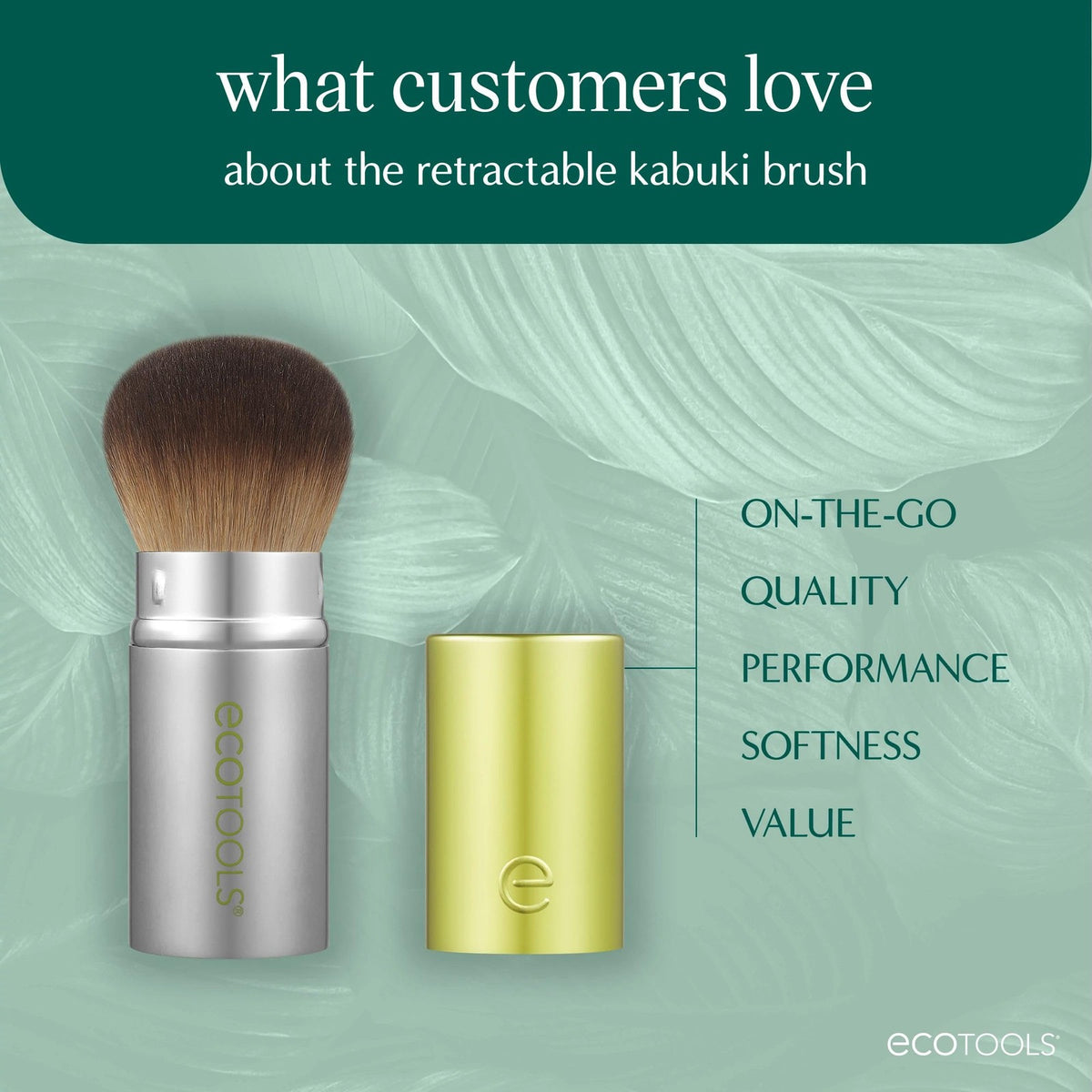 Retractable Kabuki Makeup Brush - Travel-Friendly, Eco-Friendly & Vegan
