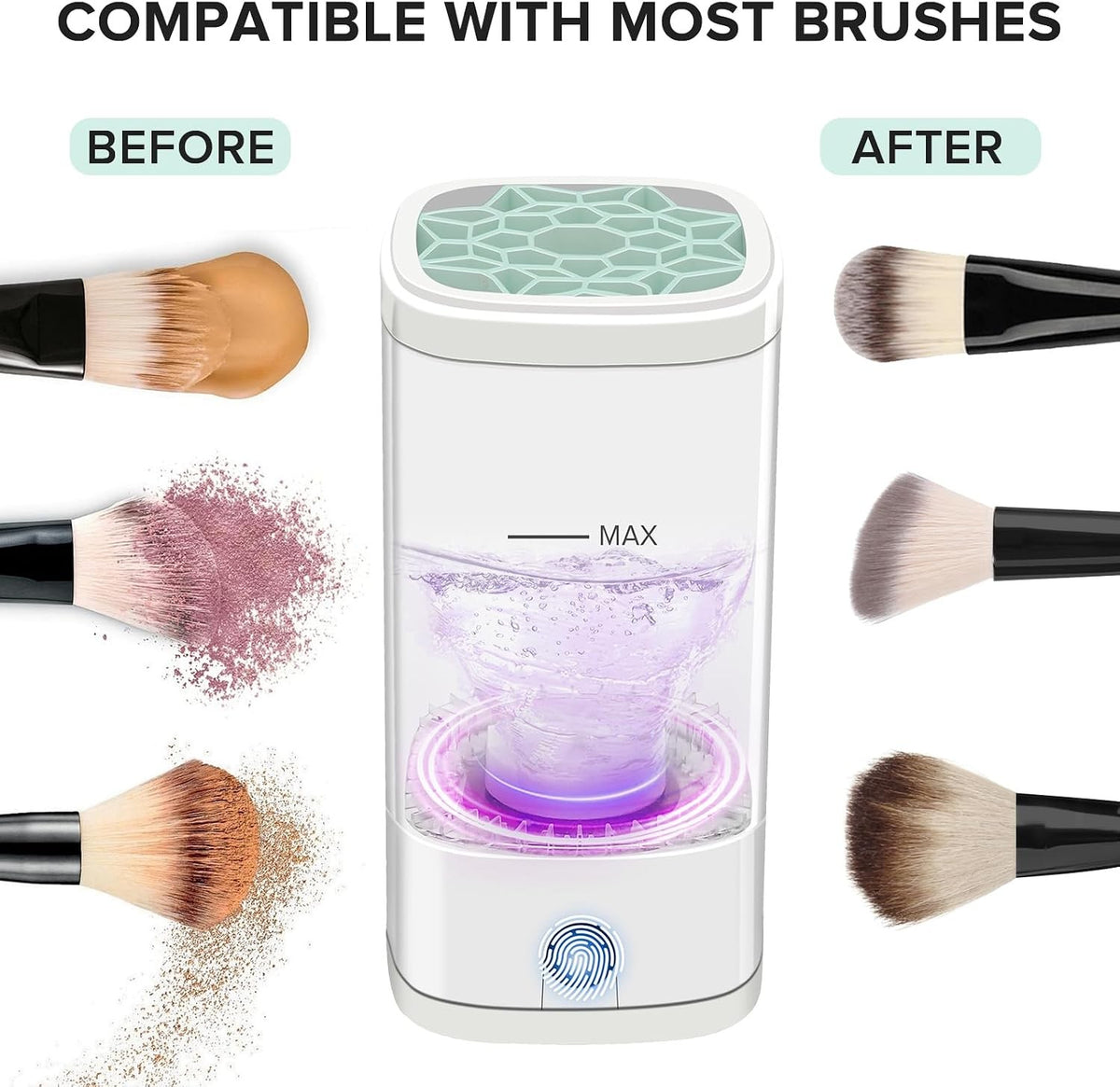 Electric Makeup Brush Cleaner Machine – 2-in-1 Automatic Cleaning & Dryer Holder