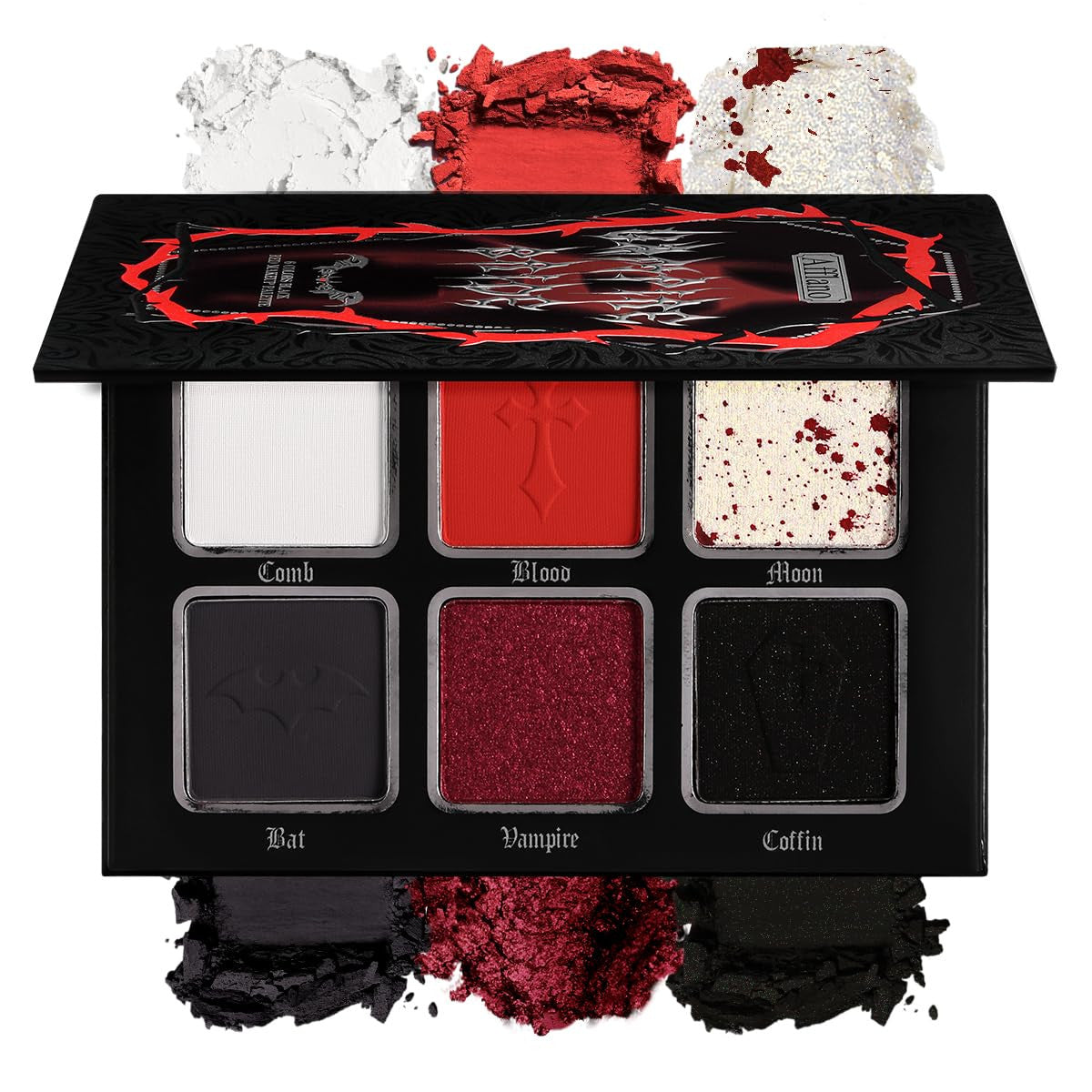 Goth Eyeshadow Palette Vampire Blood Red & Black Smoky Makeup