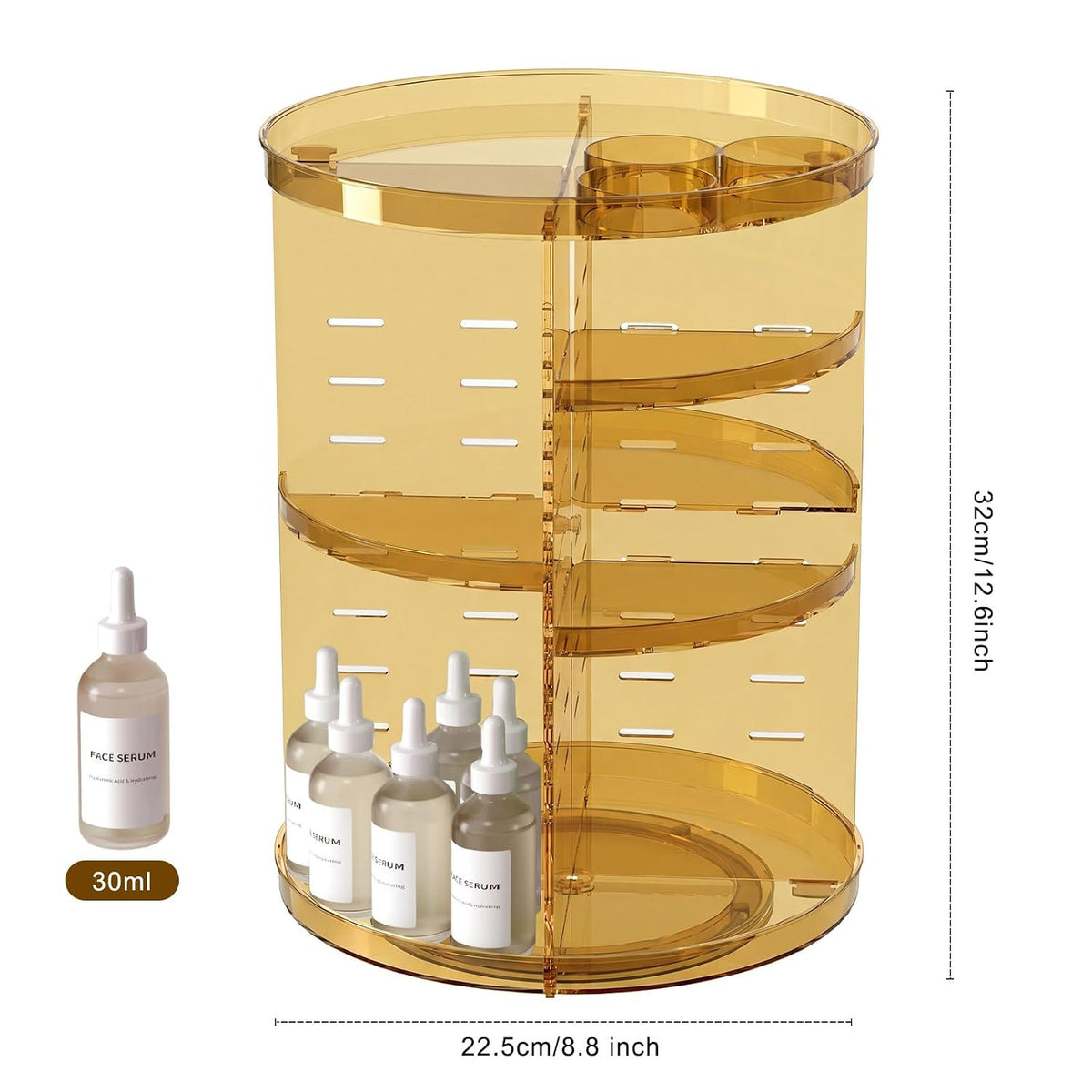 Rotating Makeup Organizer with Adjustable Layers and Storage