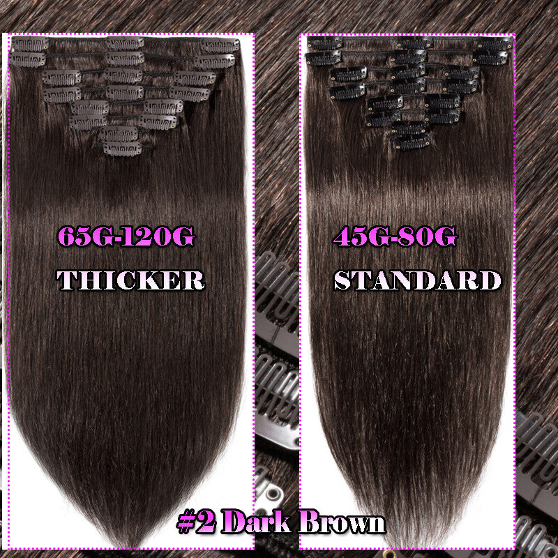 8pcs Clip-In Remy Human Hair Extensions Full Head - Brown Blonde Ombre