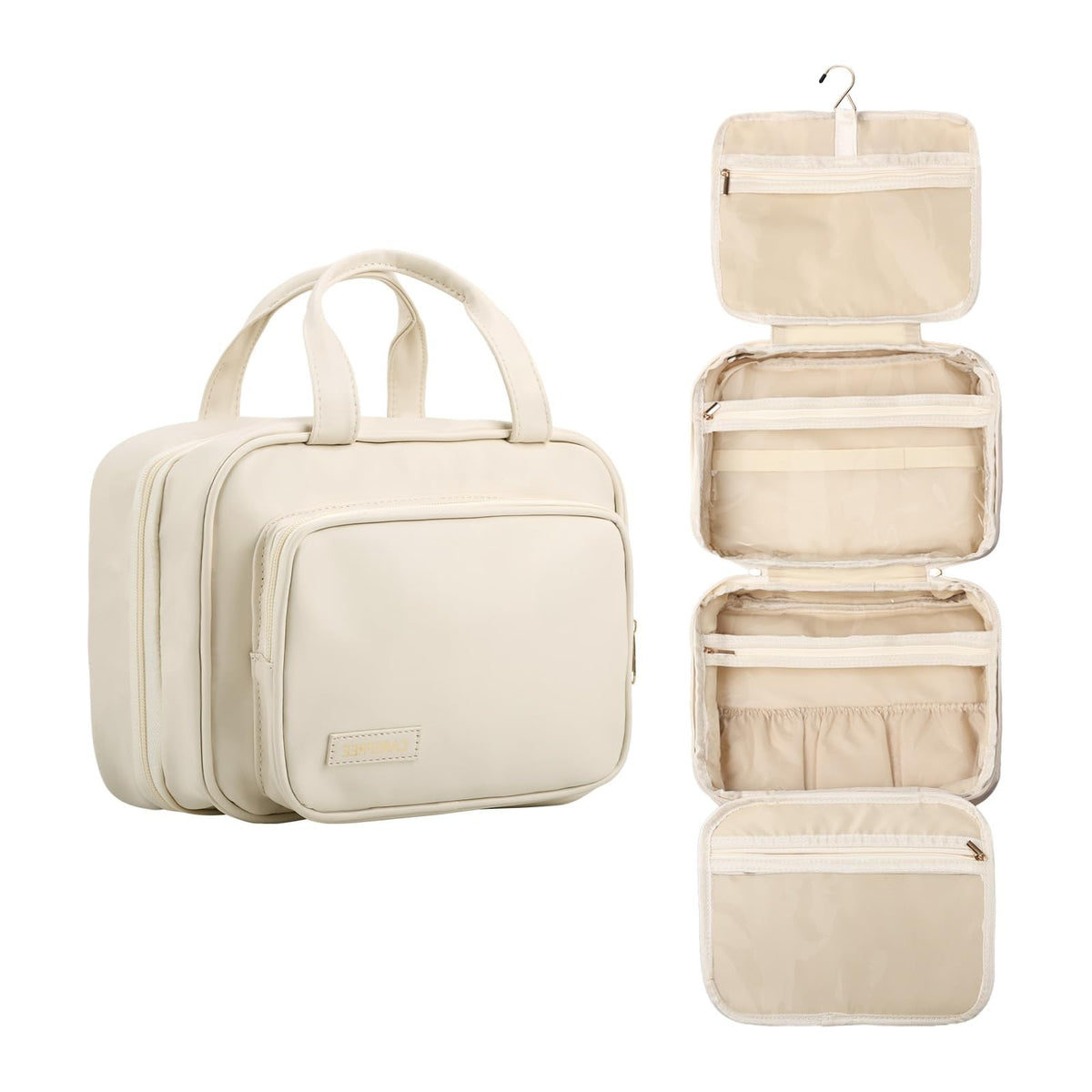 Waterproof Hanging Toiletry Bag for Women Travel Organizer White