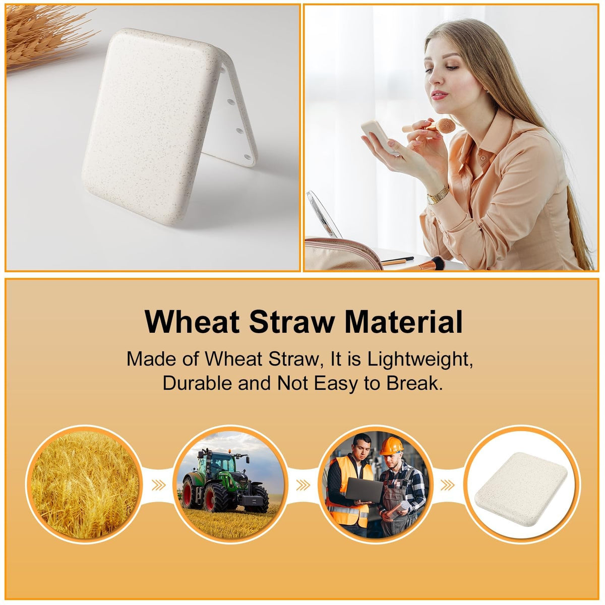 Lighted Folding Compact Mirror with 1X/3X Magnification - Eco-Friendly Portable Makeup Mirror