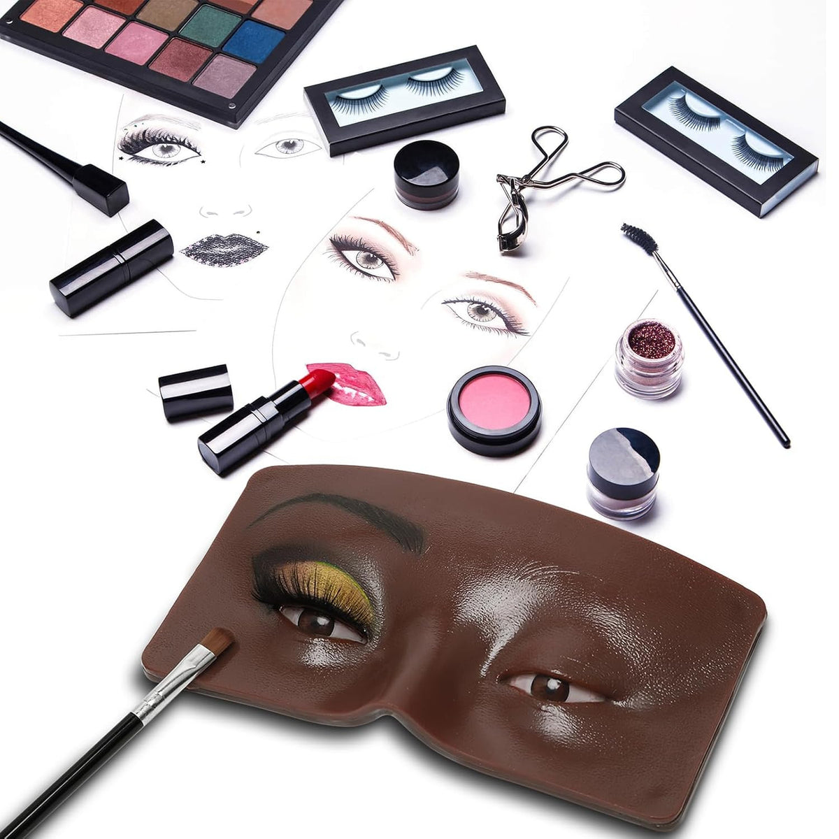 3D Silicone Eye Makeup Practice Board for Beginners - Reusable Face Model