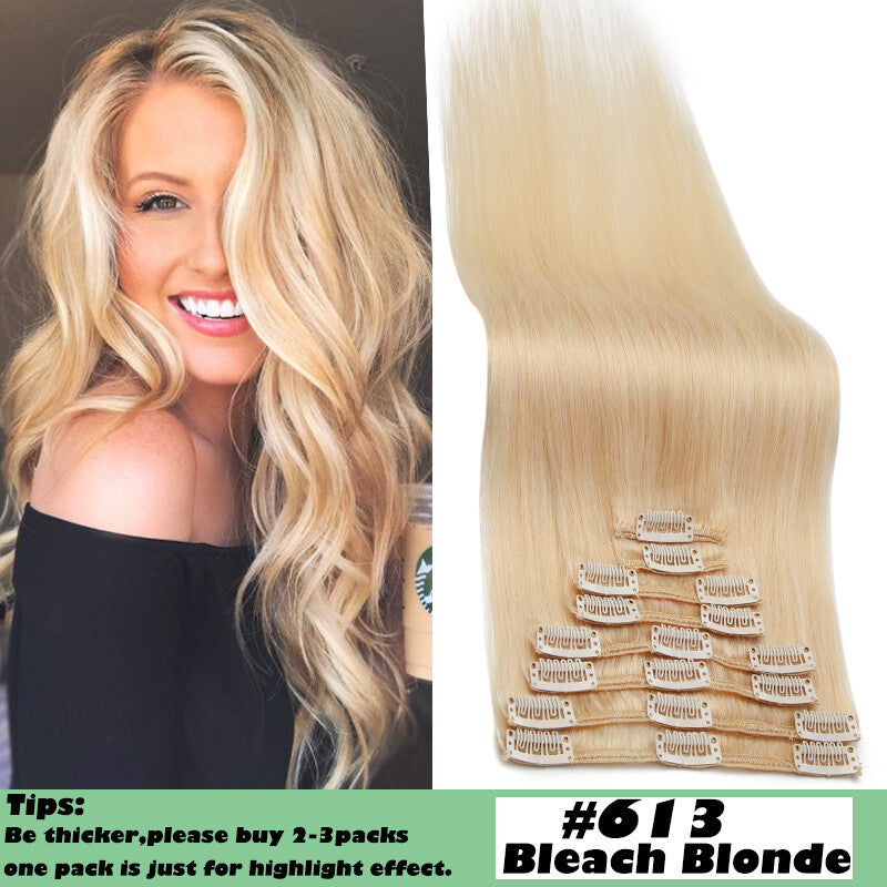 Clip In Human Hair Extensions Full Head Set - Remy, Long & Short Styles