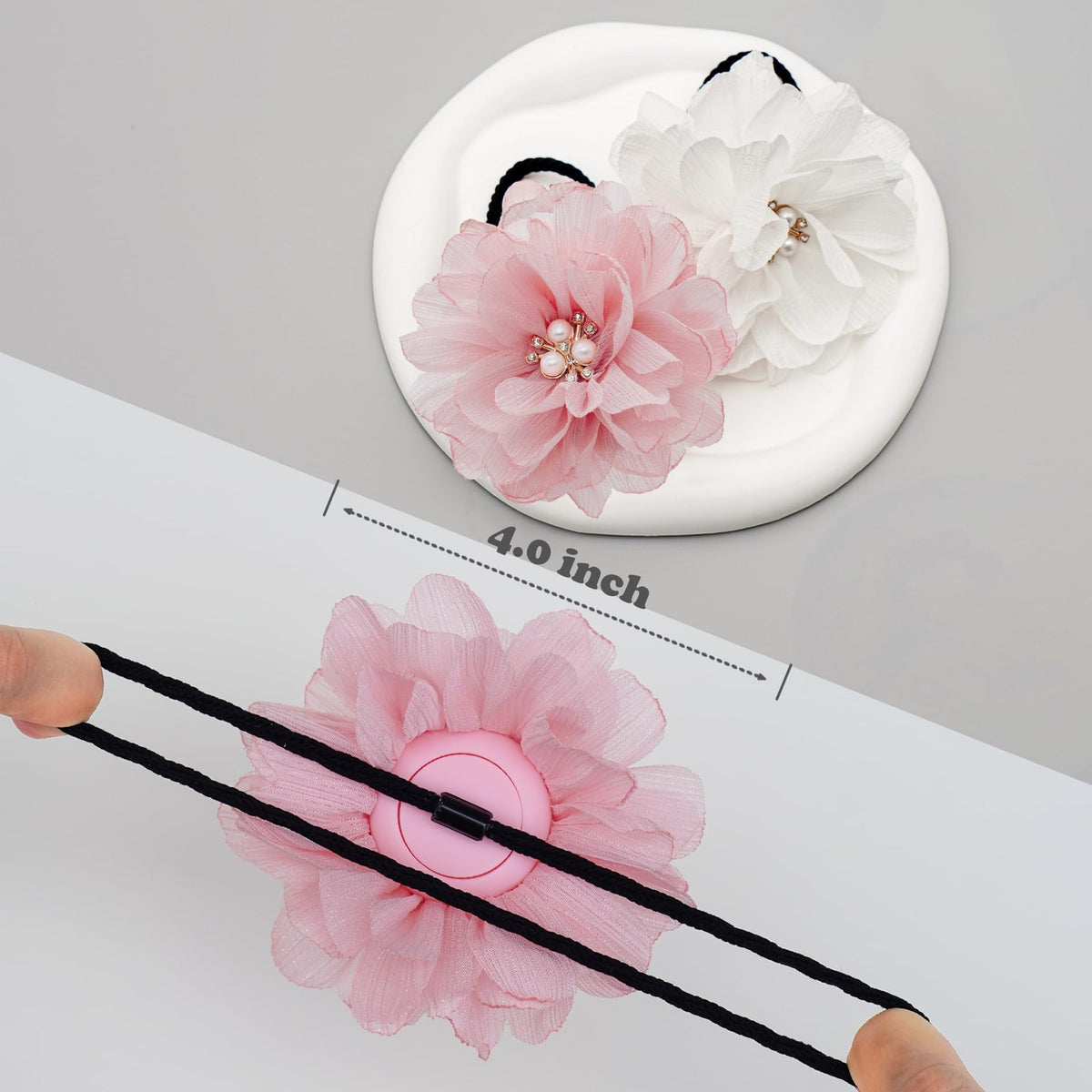 XEEWEN 2 Pack Kids Hair Ties Holder for Count (Pack of 1), Pink White