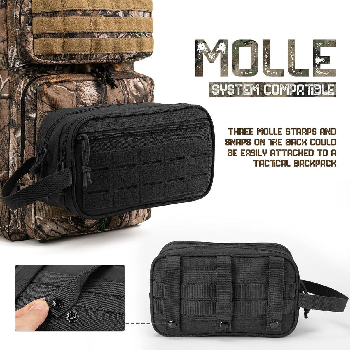 Men's Tactical Toiletry Bag with Molle System Waterproof Travel Organizer