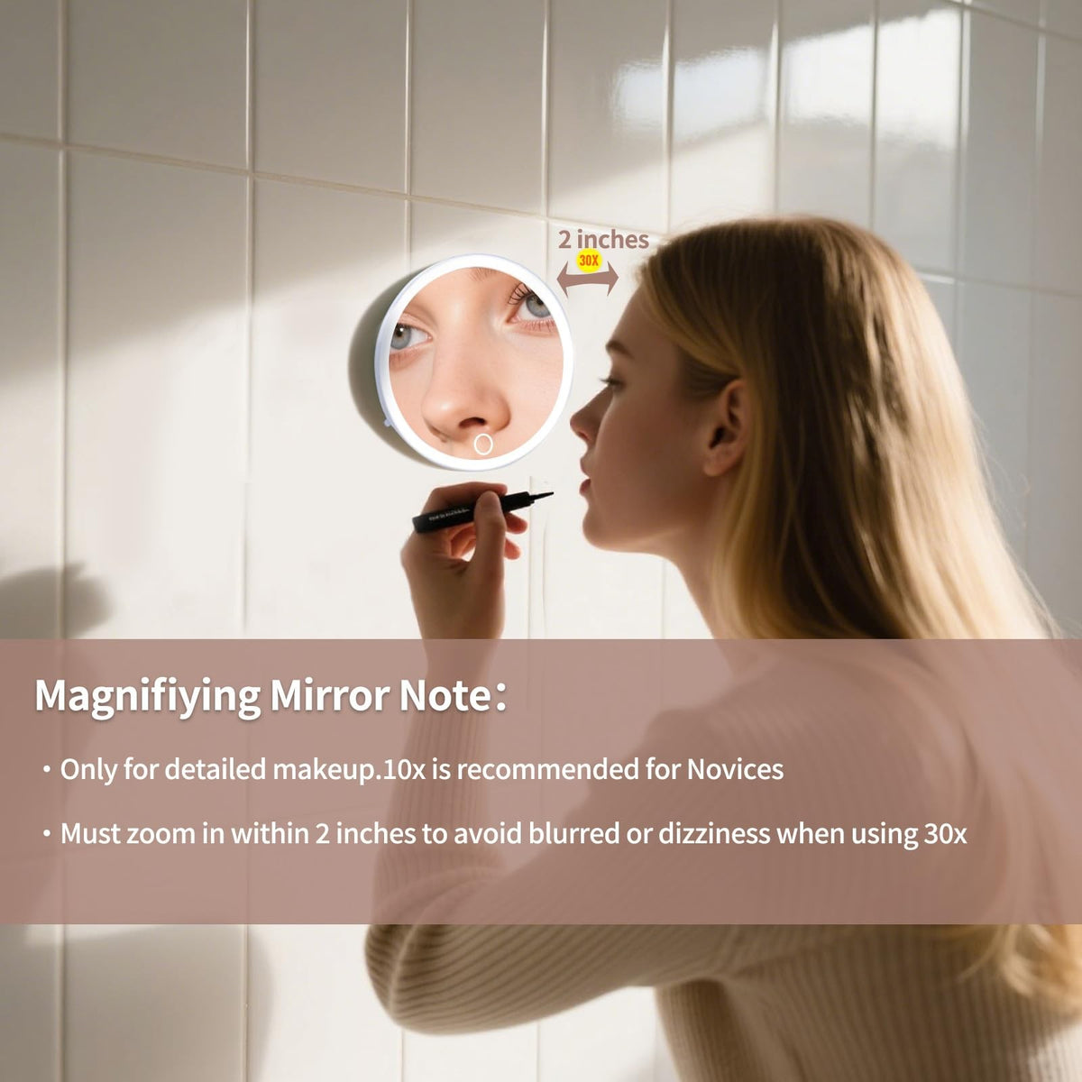 Magnifying Makeup Mirror with LED Lights 10x Zoom Portable Travel