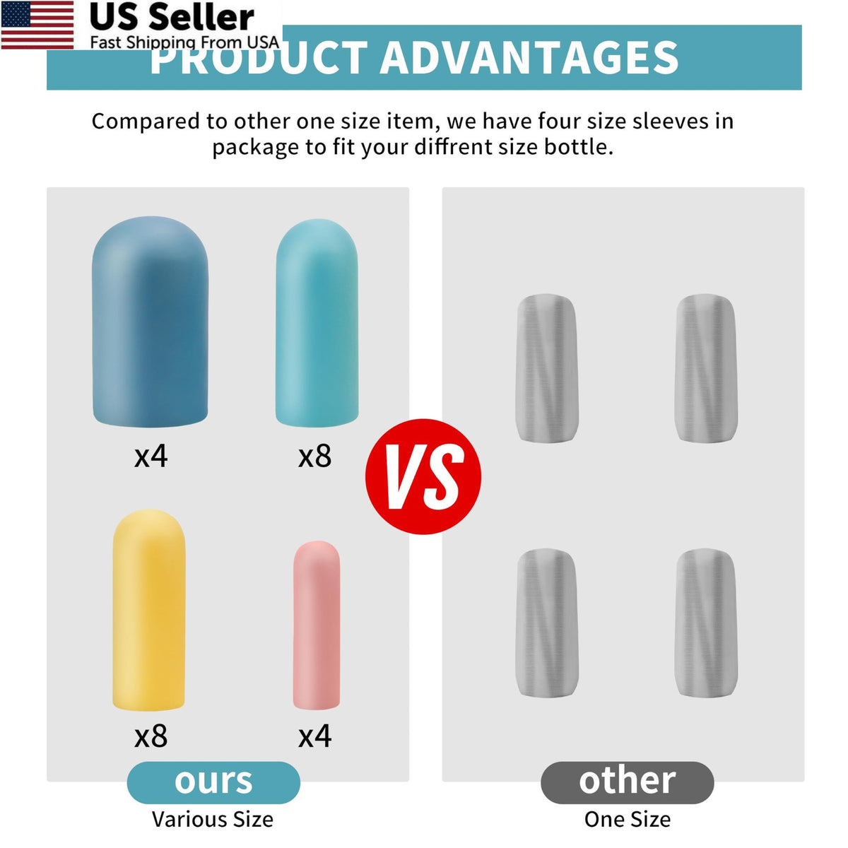 24 Pack Silicone Bottle Covers for Travel and Storage - Multiple Sizes