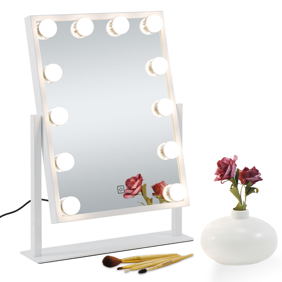 Lighted Hollywood Style Makeup Vanity Mirror with Adjustable LED Bulbs