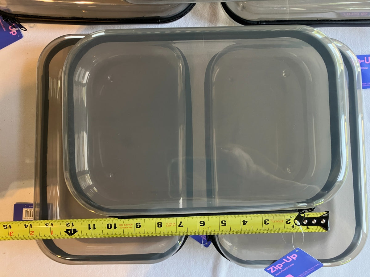 Travel Hard Shell Pencil Case Organizer 12x7x3 Inches - Clear Plastic