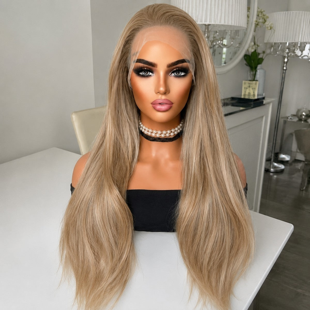 Long Straight Blonde Lace Front Wigs Synthetic Hair for Women